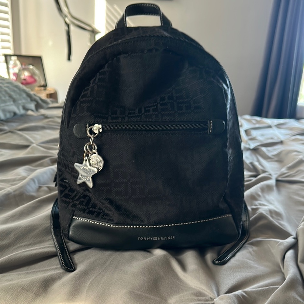 Tommy Hilfiger Black Velvet Backpack for women or men